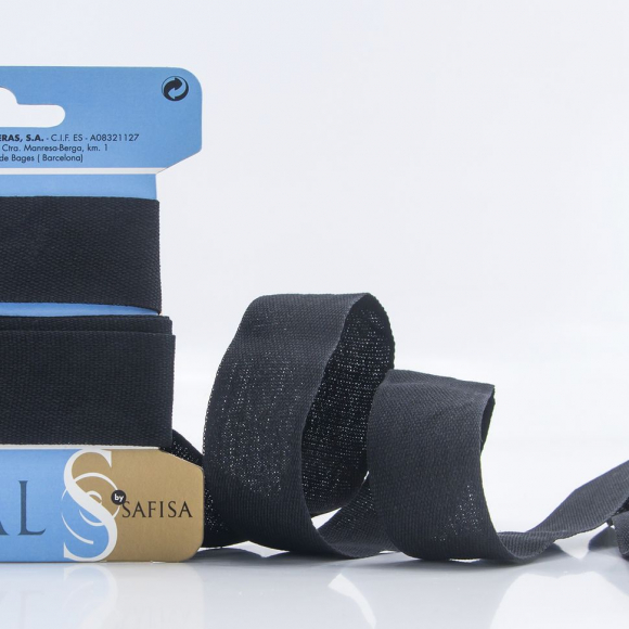 32155_Тесьма киперная хлопковая на блистере SAFISA, 25 мм, 2 м , цвет 01, черный