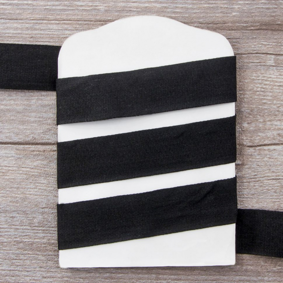 32155_Тесьма киперная хлопковая на блистере SAFISA, 25 мм, 2 м , цвет 01, черный