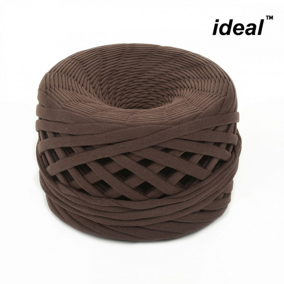 Пряжа Ideal трикотажная 100м, 350-380 г, ширина 7-9мм цв. горький шоколад Пряжа Ideal трикотажная 100м, 350-380 г, ширина 7-9мм цв. горький шоколад