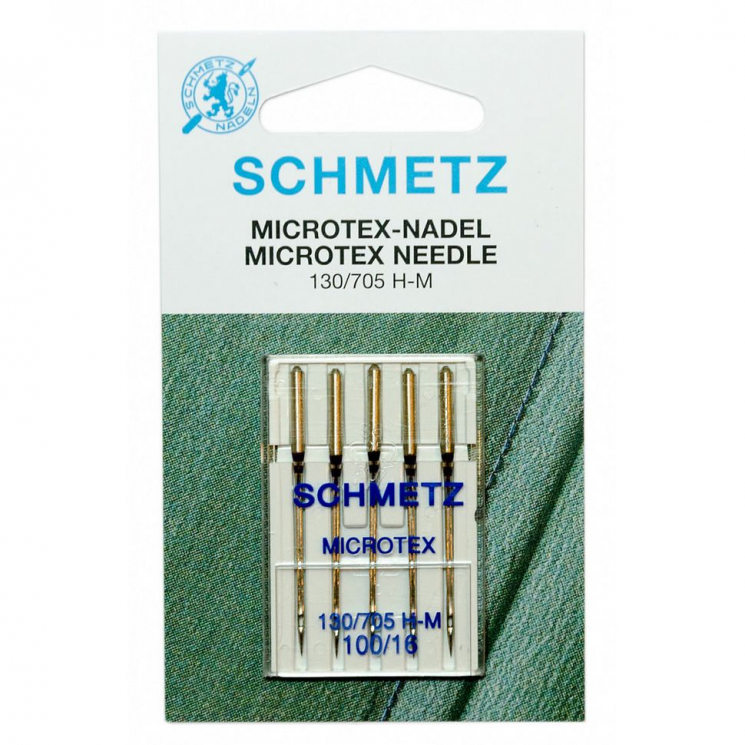 Иглы для бытовых швейных машин Schmetz микротекс (особо острые) 130/705H-M №100, уп.5 игл