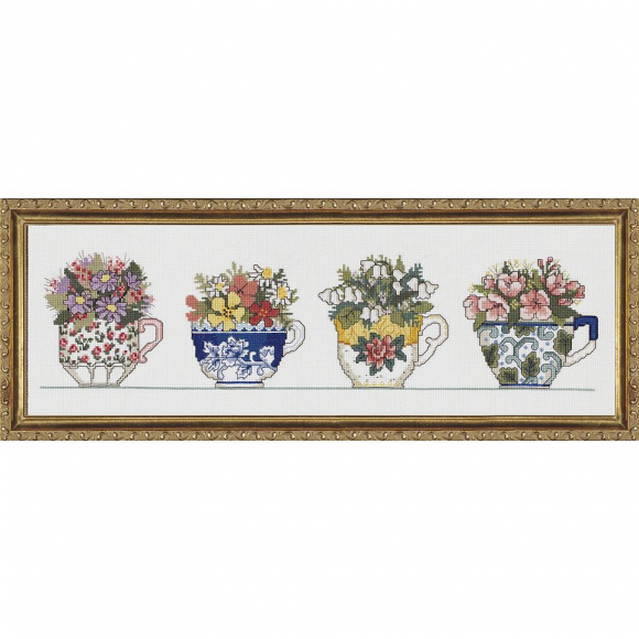 Набор для вышивания JANLYNN арт.021-1409 Чайные чашечки 50х13 см