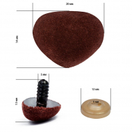 Носик винтовой бархатный TBY 20х14мм цв.коричневый, уп.50шт