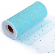 Фатин ср.ж. с блестками в шпульках, 100% ПЭ, арт.TBY.T665 шир.150мм цв.015 голубой уп.22,86м