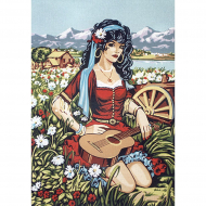 Канва жесткая с рисунком "Цыганка в поле"