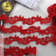 Кружево гипюр KRUZHEVO арт.TR.16GB0352 шир.40мм цв.10 красный уп.9м