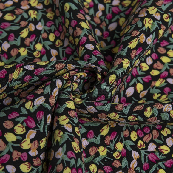 Ткань Штапель 105 г/м? 100% вискоза шир.145 см арт.Р.65994.03 черный рул.30м