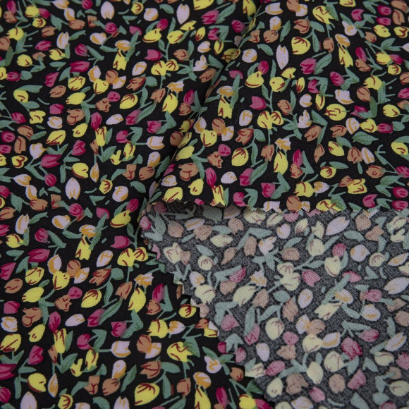 Ткань Штапель 105 г/м? 100% вискоза шир.145 см арт.Р.65994.03 черный рул.30м