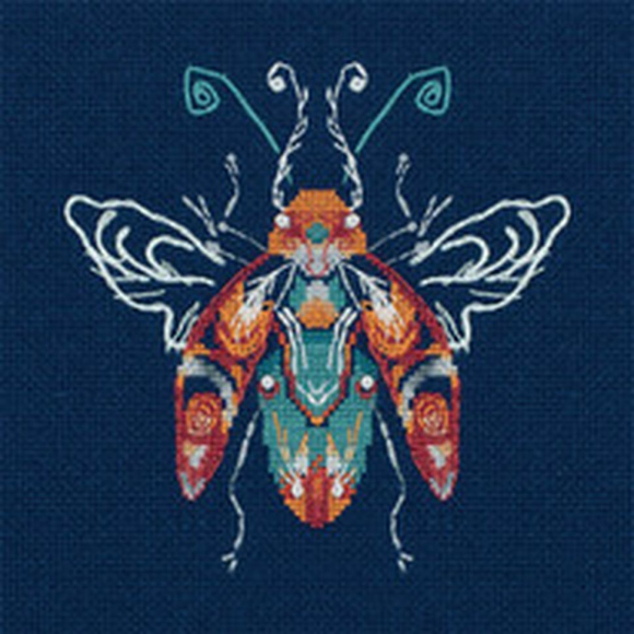 Набор для вышивания PANNA арт. J-7228 Фантазийные жуки. Бирюза и пламя 12,5х13 см