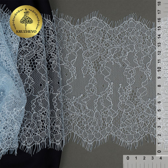 Кружево реснички KRUZHEVO арт.TBY A88 шир.170мм цв.F183 голубой уп.3м