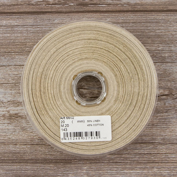 166458_Косая бейка хлопок/лён, 20 мм, 20 м, цвет 145, серо-коричневый 166458_Косая бейка хлопок/лён, 20 мм, 20 м, цвет 145, серо-коричневый