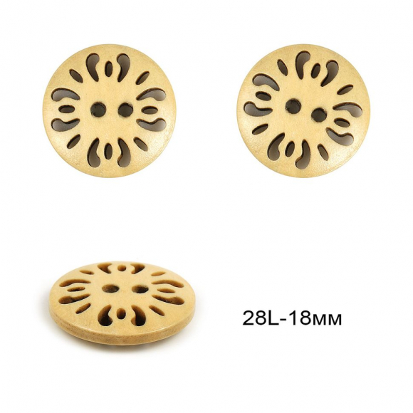 Пуговицы деревянные TBY.F501 цв.светло-бежевый 28L-18мм, 2 прокола, 50 шт Пуговицы деревянные TBY.F501 цв.светло-бежевый 28L-18мм, 2 прокола, 50 шт
