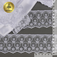 Кружево на сетке KRUZHEVO арт.TR.3818 шир.60мм цв.01 белый уп.9м