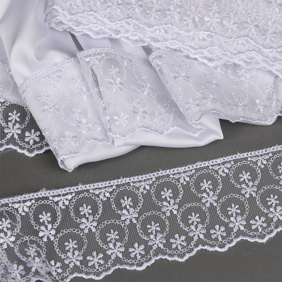 Кружево на сетке KRUZHEVO арт.TR.3818 шир.60мм цв.01 белый уп.9м