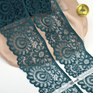 Кружево-стрейч KRUZHEVO арт.TBY.YSTL00839/N шир.90мм цв.222 изумрудно-синий уп.25м