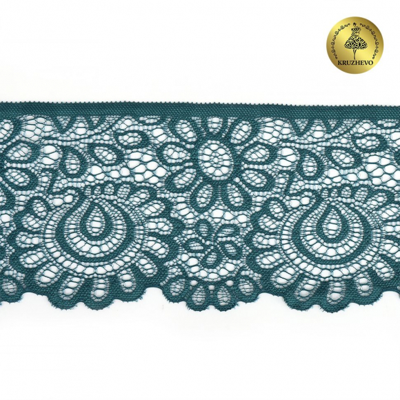 Кружево-стрейч KRUZHEVO арт.TBY.YSTL00839/N шир.90мм цв.222 изумрудно-синий уп.25м