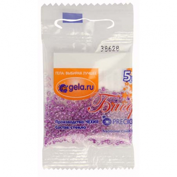 Бисер Preciosa №10, 5 г., цвет №38628 сиреневый прокрас прозрачный