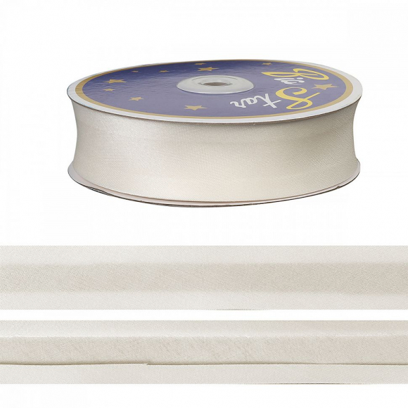 Косая бейка TBY атласная шир.30мм цв.F102 молочный уп.27,43 м