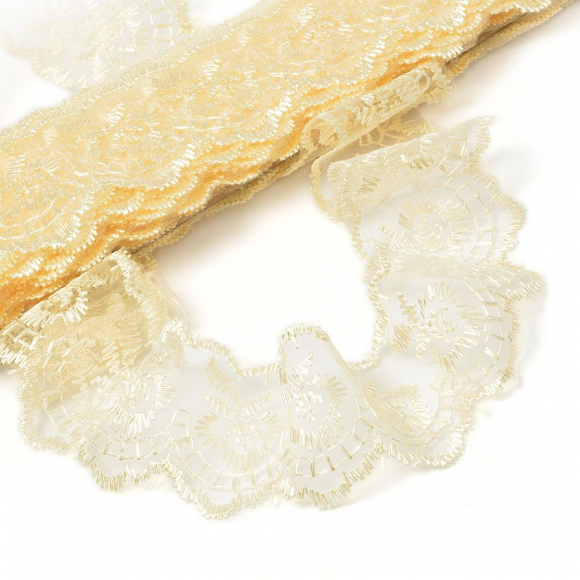 Кружево капрон KRUZHEVO арт.TBS.30010 шир.45мм цв.002 кремовый уп.9,14м