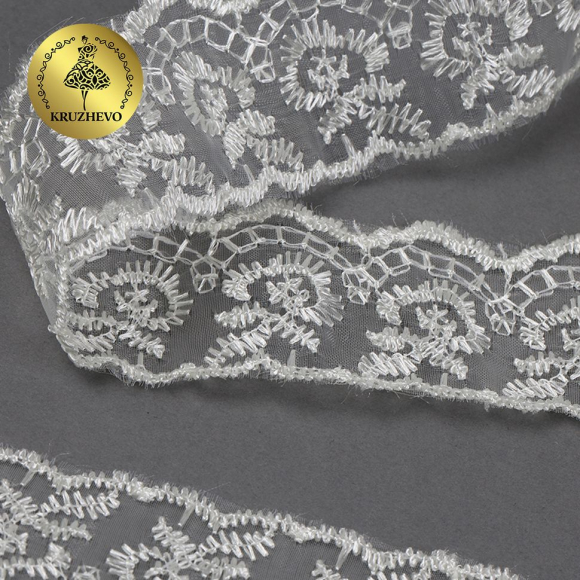 Кружево капрон KRUZHEVO арт.TBS.30010 шир.45мм цв.002 кремовый уп.9,14м