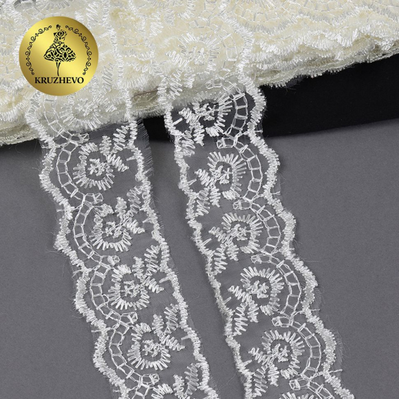 Кружево капрон KRUZHEVO арт.TBS.30010 шир.45мм цв.002 кремовый уп.9,14м