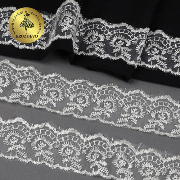 Кружево капрон KRUZHEVO арт.TBS.30010 шир.45мм цв.002 кремовый уп.9,14м