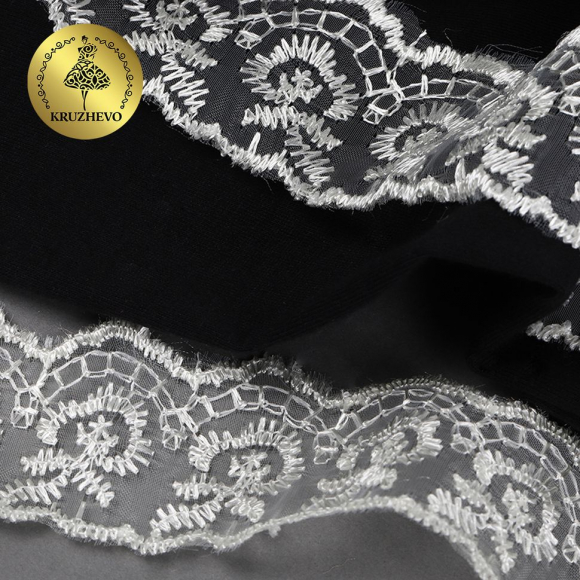 Кружево капрон KRUZHEVO арт.TBS.30010 шир.45мм цв.002 кремовый уп.9,14м