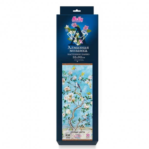 Картина мозаикой Molly арт.KM1055 Панно. Нежные цветы (30 цветов) 35х90 см