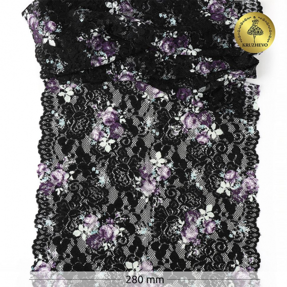 Кружево-стрейч KRUZHEVO арт.TBY.OG53 шир.280мм цв.мульти уп.10м