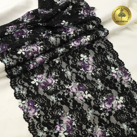 Кружево-стрейч KRUZHEVO арт.TBY.OG53 шир.280мм цв.мульти уп.10м