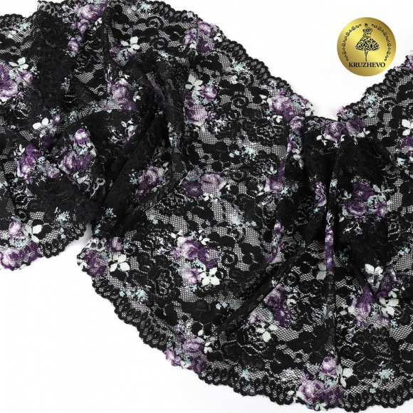 Кружево-стрейч KRUZHEVO арт.TBY.OG53 шир.280мм цв.мульти уп.10м