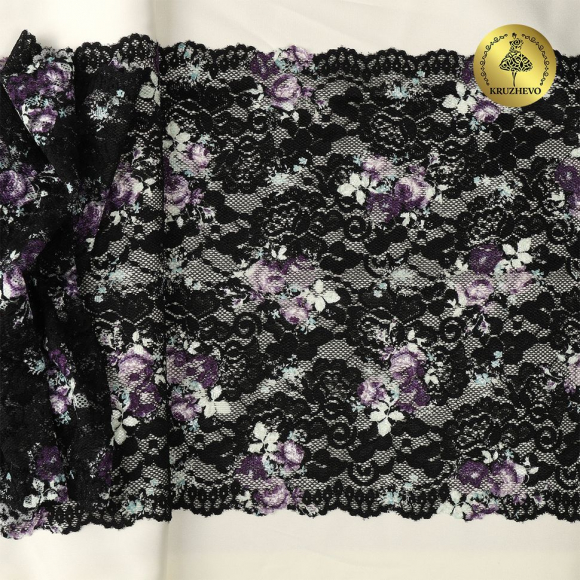Кружево-стрейч KRUZHEVO арт.TBY.OG53 шир.280мм цв.мульти уп.10м