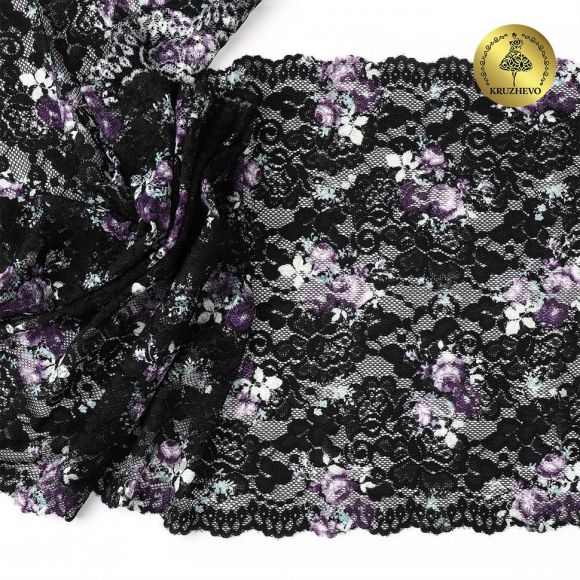 Кружево-стрейч KRUZHEVO арт.TBY.OG53 шир.280мм цв.мульти уп.10м