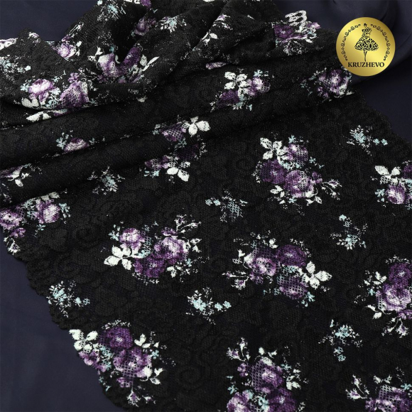 Кружево-стрейч KRUZHEVO арт.TBY.OG53 шир.280мм цв.мульти уп.10м