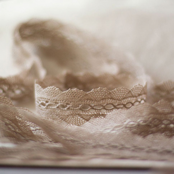 99227_Мерсеризованное хлопковое кружево, 35 мм, цвет серо-бежевый