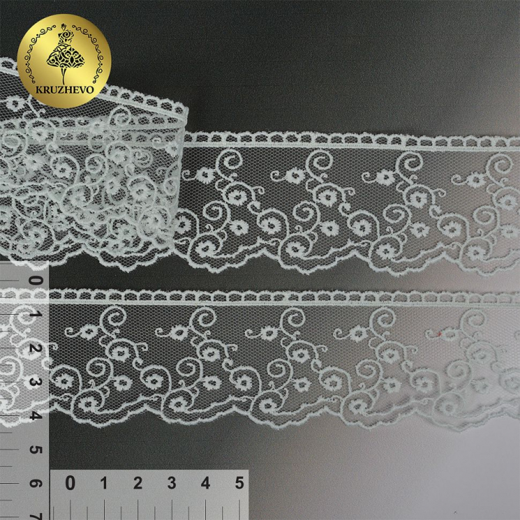 Кружево на сетке KRUZHEVO арт.TR.4886 шир.45мм цв.376 нежная мята уп.14м