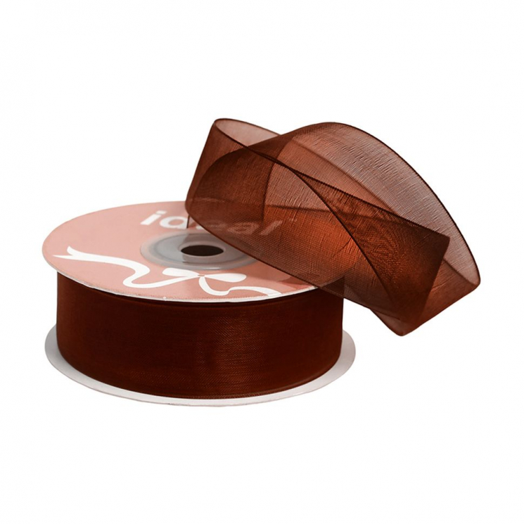 Лента капрон (органза) IDEAL шир.25мм цв.1056 коричневый уп.27,4 м