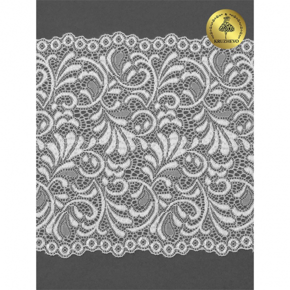Кружево-стрейч KRUZHEVO арт.TBY 8012 шир.180мм цв.1 белый уп.20м