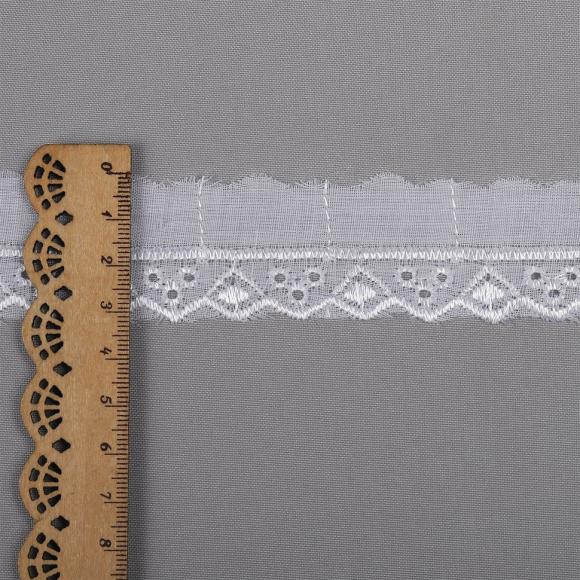 Кружево шитье KRUZHEVO арт.TBY.1038 шир.20мм цв.белый уп.13,71м