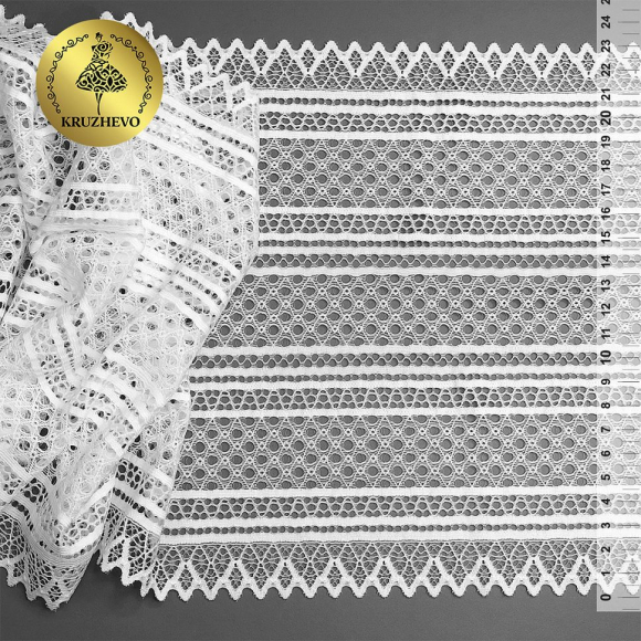 Кружево-стрейч KRUZHEVO арт.TBY.K12 шир.230мм цв.сумрачно-белый уп.10м