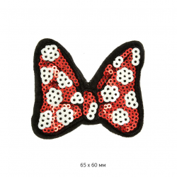 Термоаппликации с пайетками Бант арт. TBT.ТЕР.7.04 цв.красный 10 шт 6,5х6 см