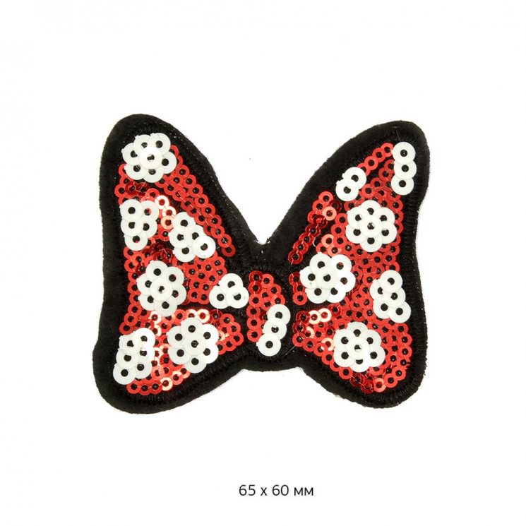 Термоаппликации с пайетками Бант арт. TBT.ТЕР.7.04 цв.красный 10 шт 6,5х6 см