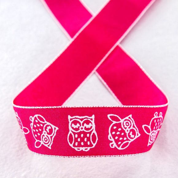 109348_Лента с рисунком SAFISA, 15 мм, 15 м, цвет 20, фуксия