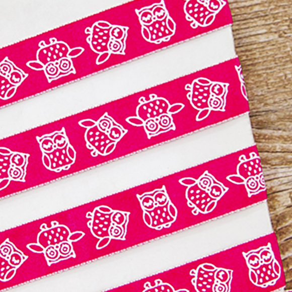 109348_Лента с рисунком SAFISA, 15 мм, 15 м, цвет 20, фуксия