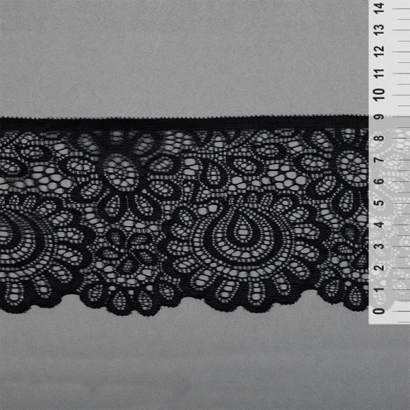 Кружево-стрейч KRUZHEVO арт.TBY.YSTL00839/N шир.90мм цв.170 черный уп.25м