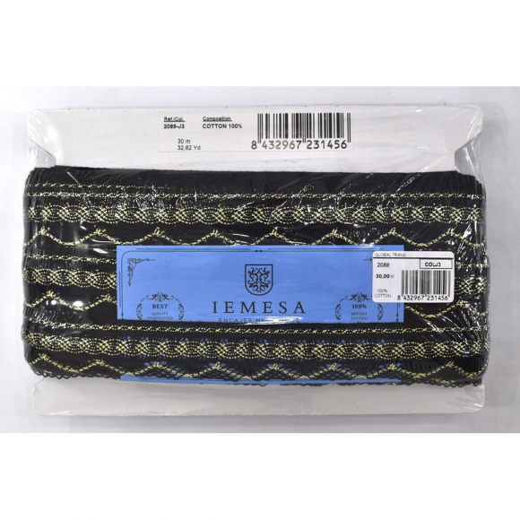 Кружево, 34 мм, цвет черный