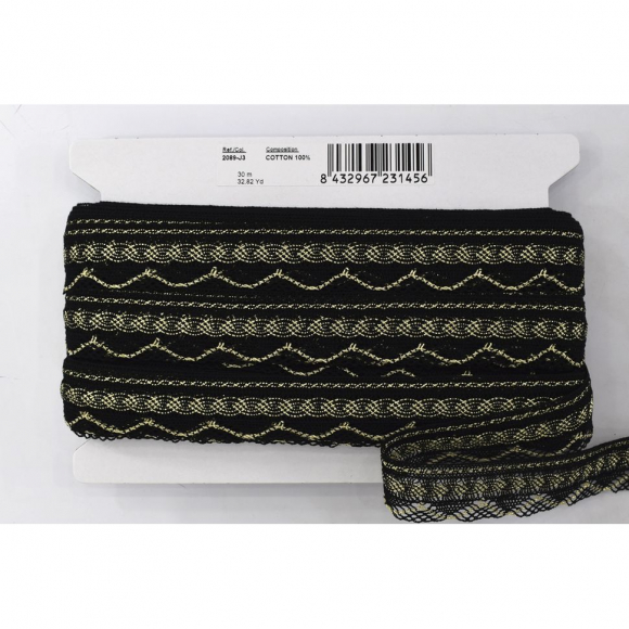 Кружево, 34 мм, цвет черный