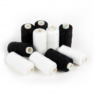 Набор бытовых ниток Dor Tak 20/3 джинсовые 183м 100% п/э, цв.черные/белые уп.10шт.