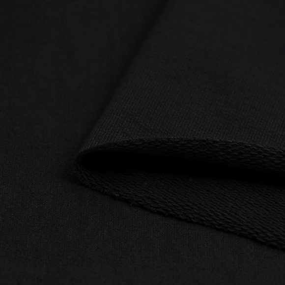 Ткань трикотаж Футер 3х нитка петля хлопок 320г пенье 190см т.синий 19-4023 рул.35-60м