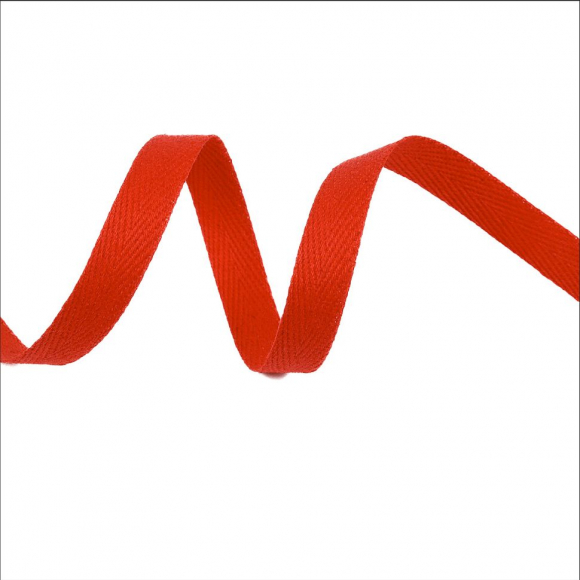 Тесьма киперная 10 мм хлопок 1,8г/см арт.08с-3495 цв.красный 010 уп.50м