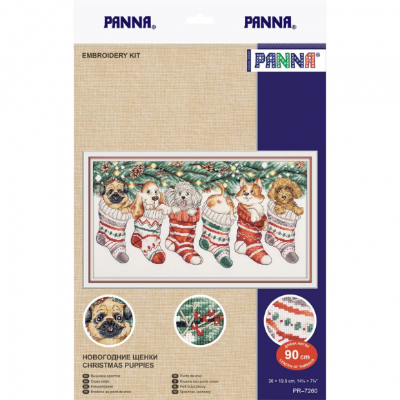 Набор для вышивания PANNA арт. PR-7260 Новогодние щенки 36х19,5 см